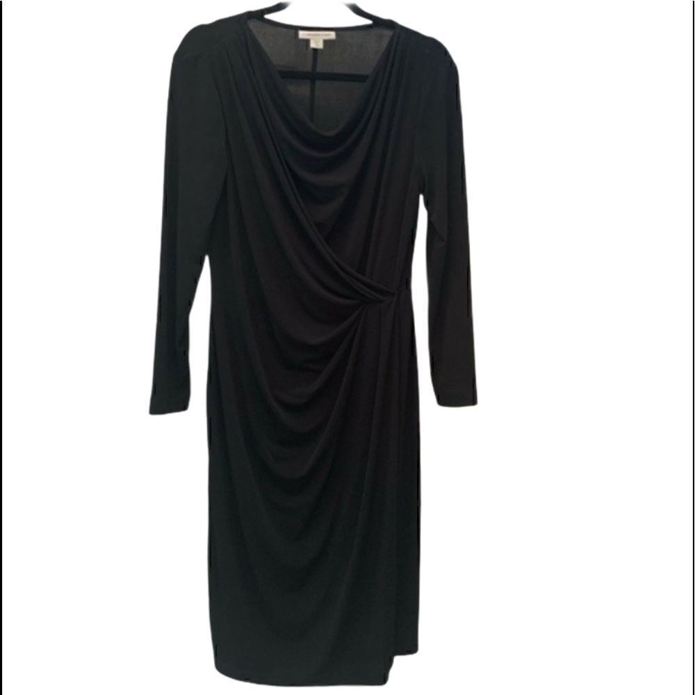 Coldwater Creek Black Cowl Neck Wrap Dress